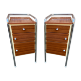 Paire de chevets Formica mid-Century vintage 1970 french bedside