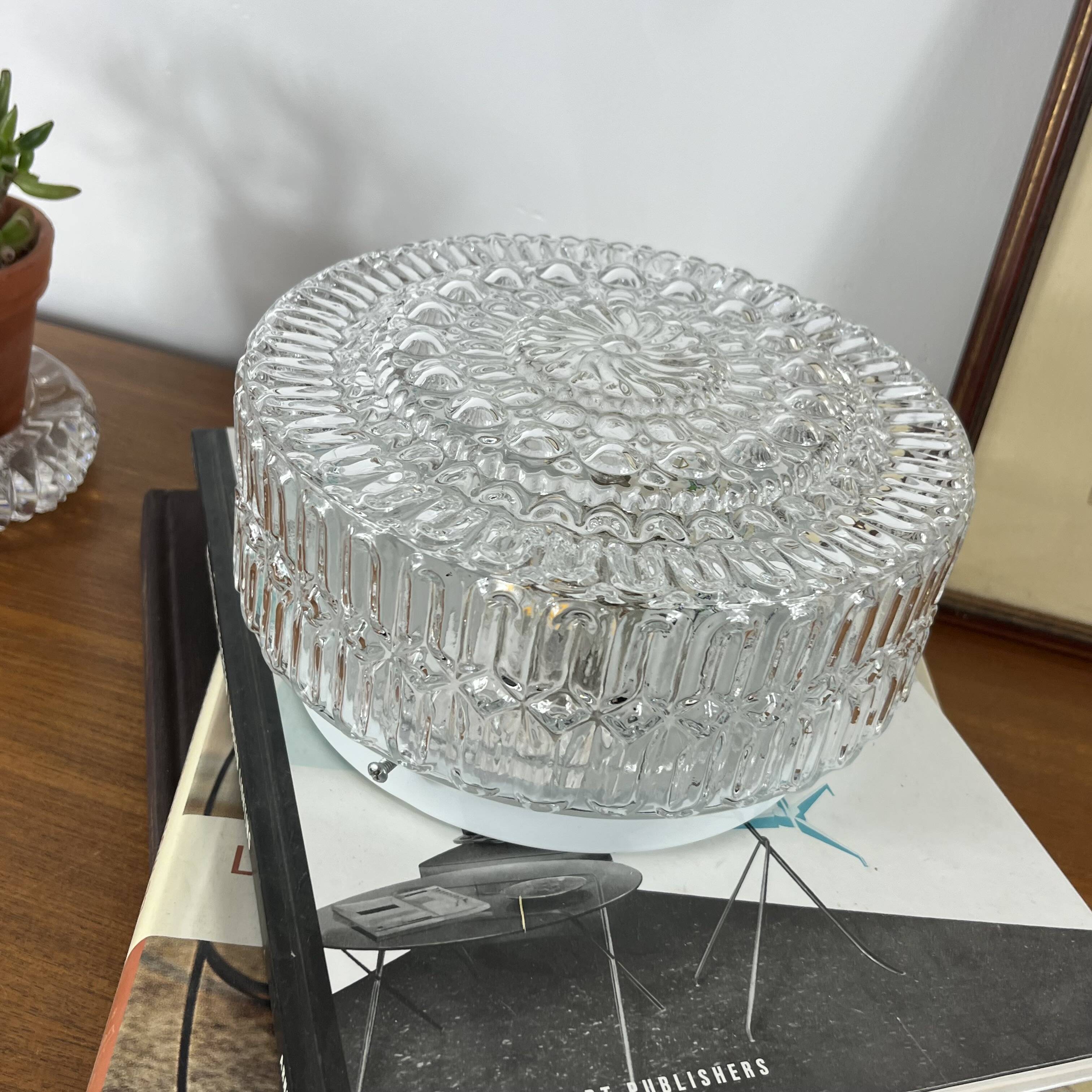 Round wall light ceiling fixture transparent glass vintage antique lamp