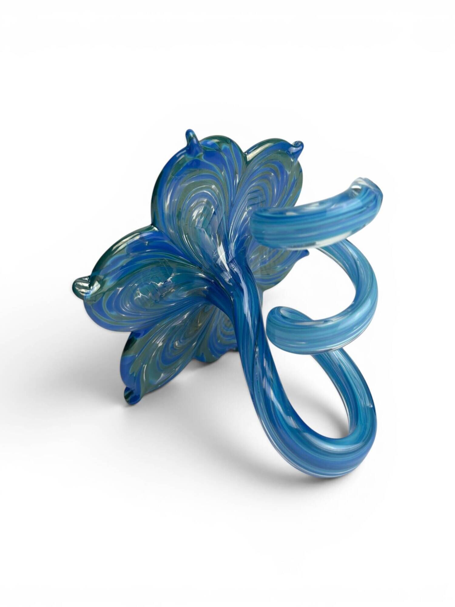 pair of flower candle holders made of glass handcrafted in Italy