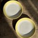 Set of 2 large plates with yellow rim, brand 12.