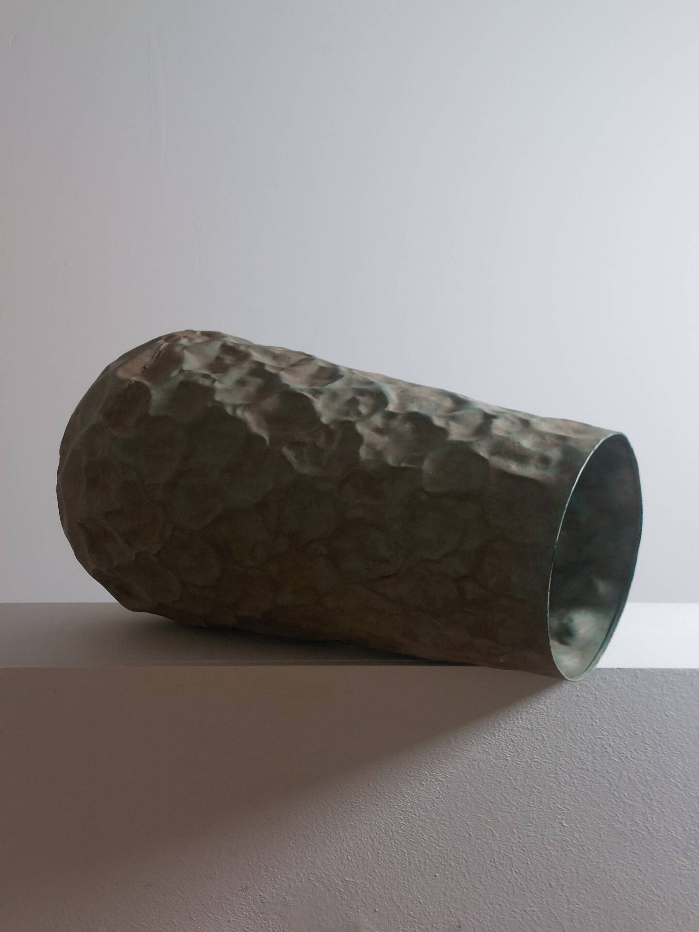 Exceptional vintage dented decor brutalist umbrella stand