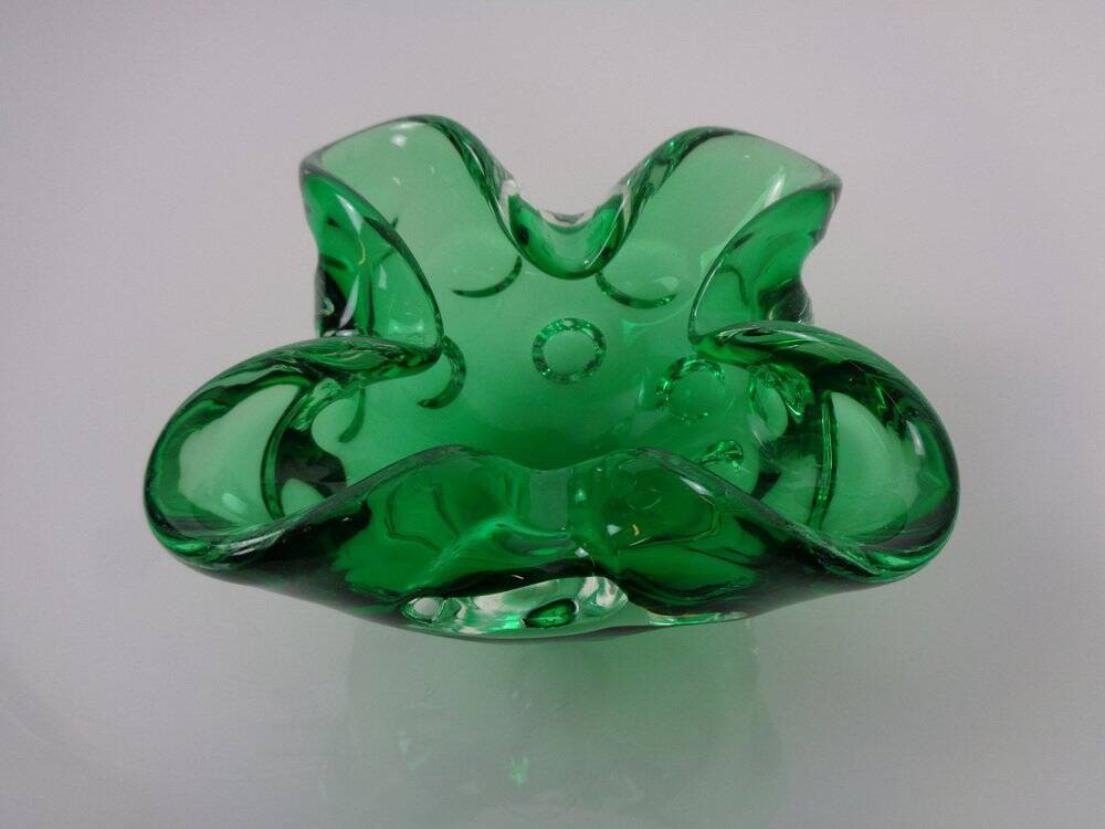 Green Sommerso Murano Glass Ashtray, Italy, 1960s