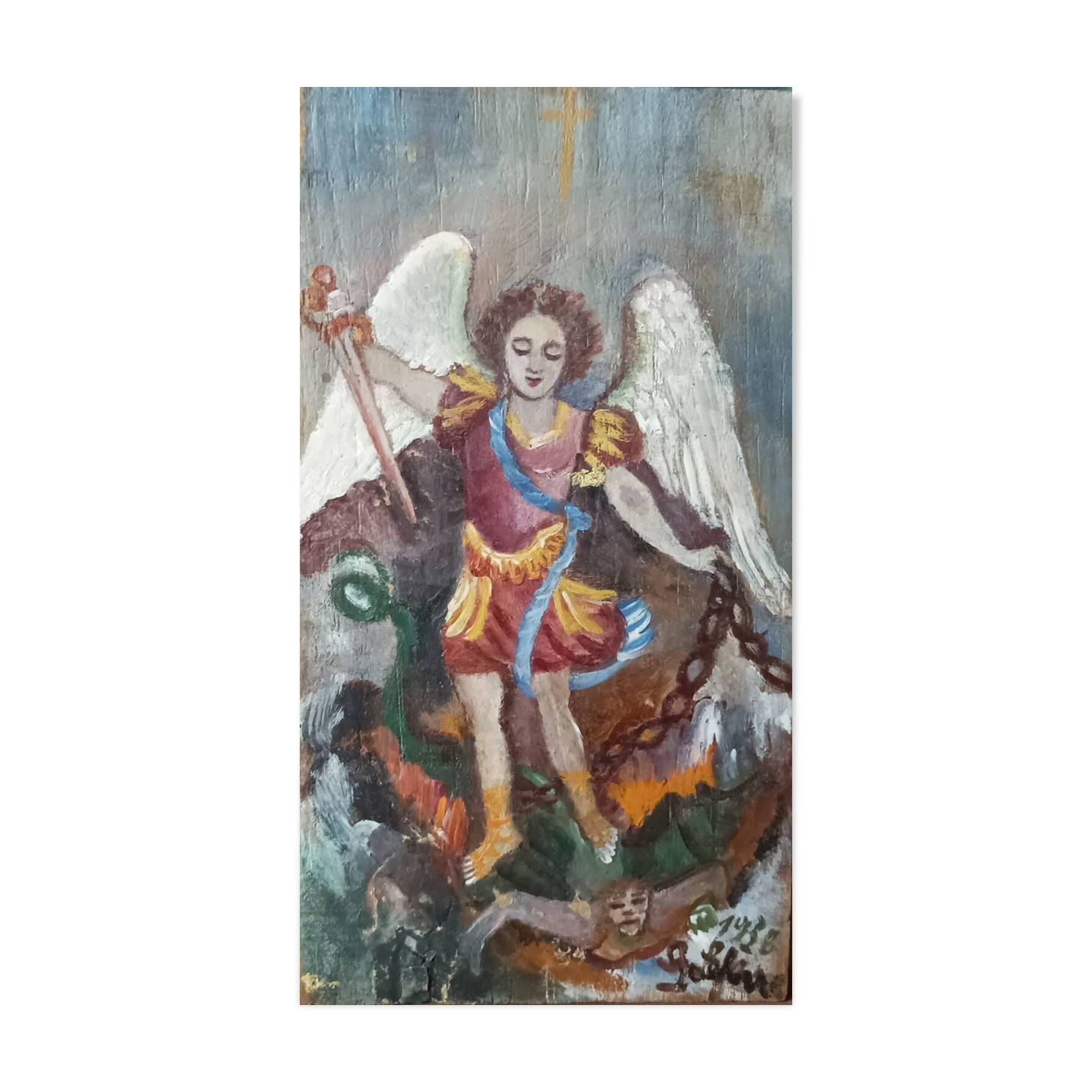 Oil on wood "Angel Gabriel" 1930s