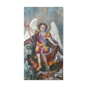 Huile sur bois ''Ange