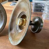 Pair of industrial brass wall lamps