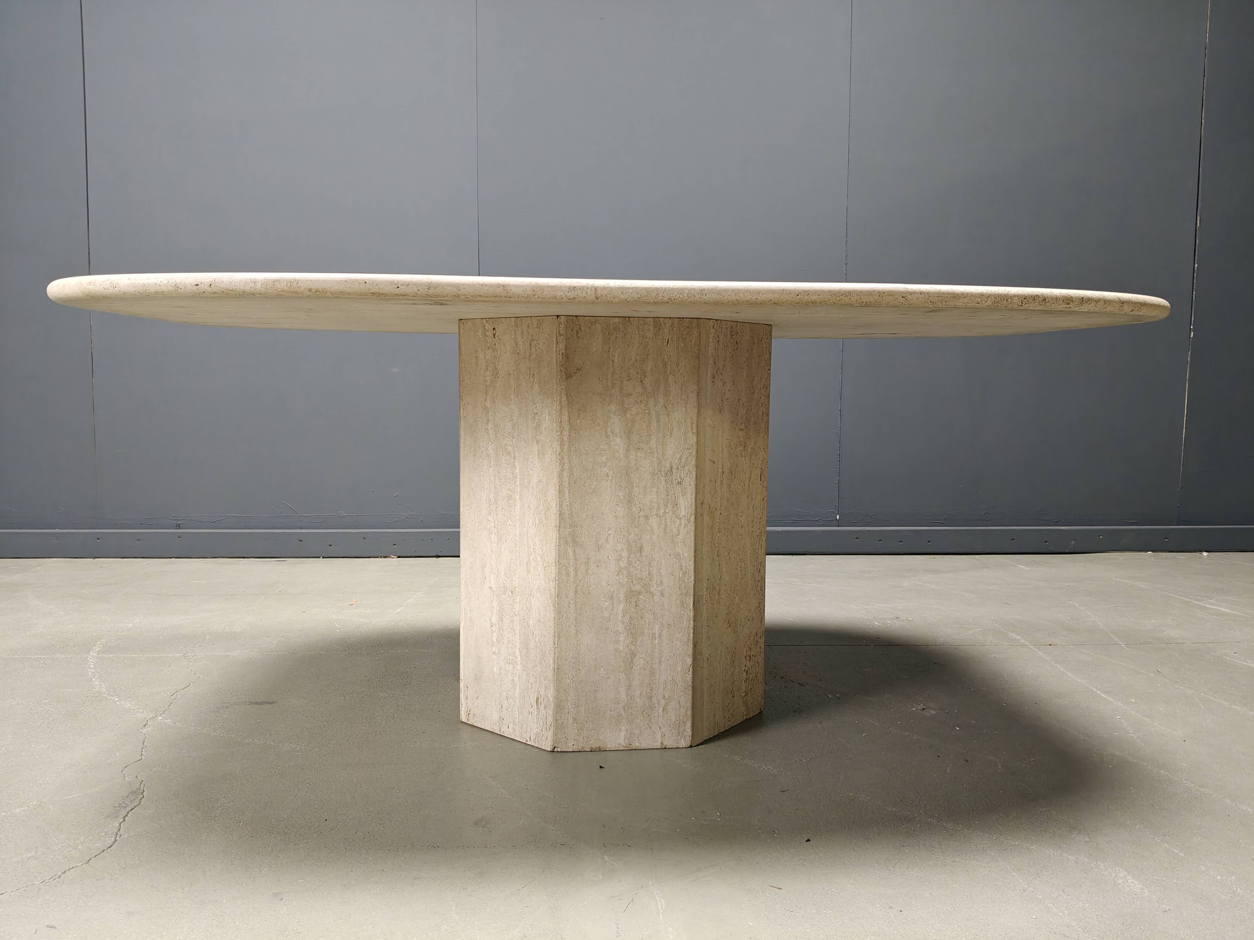 Vintage travertine dining table, 1970s