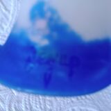 Signé degué - tulipe en verre marmoréen blanc et bleu roy
