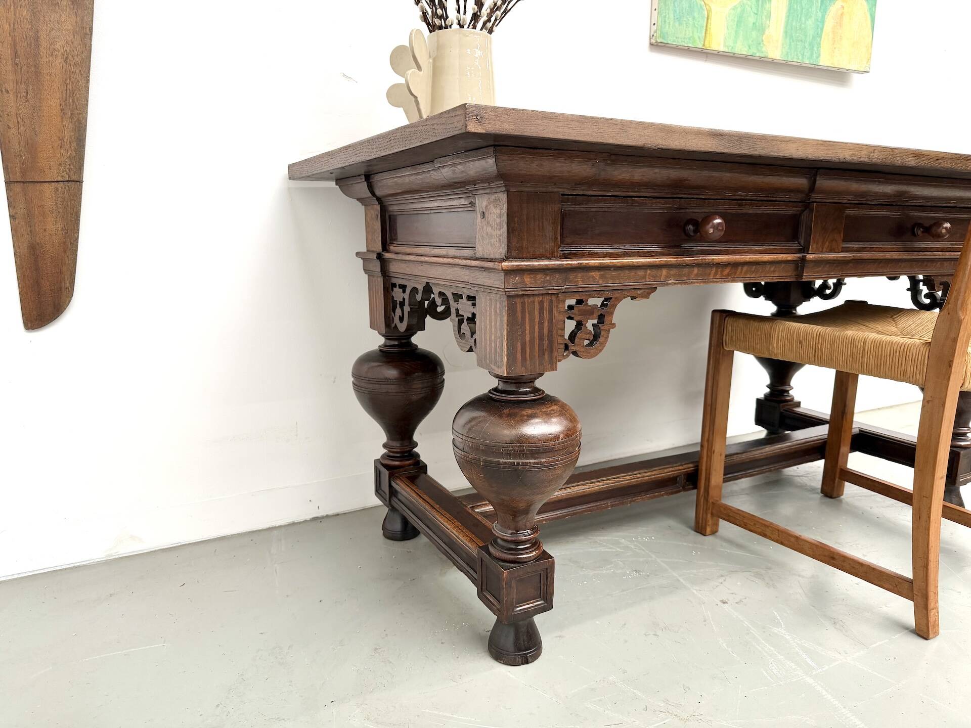 Neo-Renaissance desk in solid oak, circa 1900