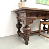 Neo-Renaissance desk in solid oak, circa 1900