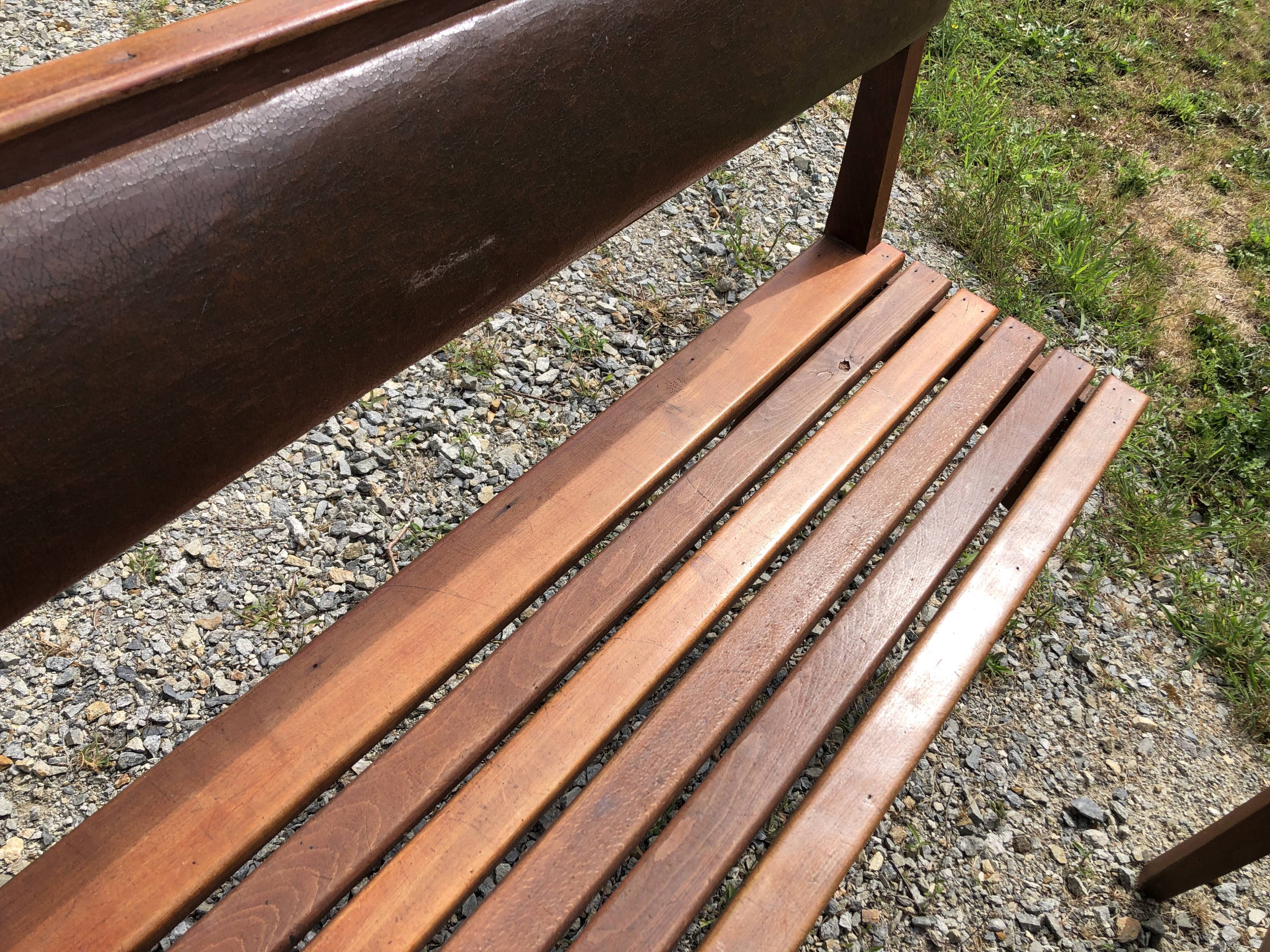 Duo of vintage church benches in solid beech