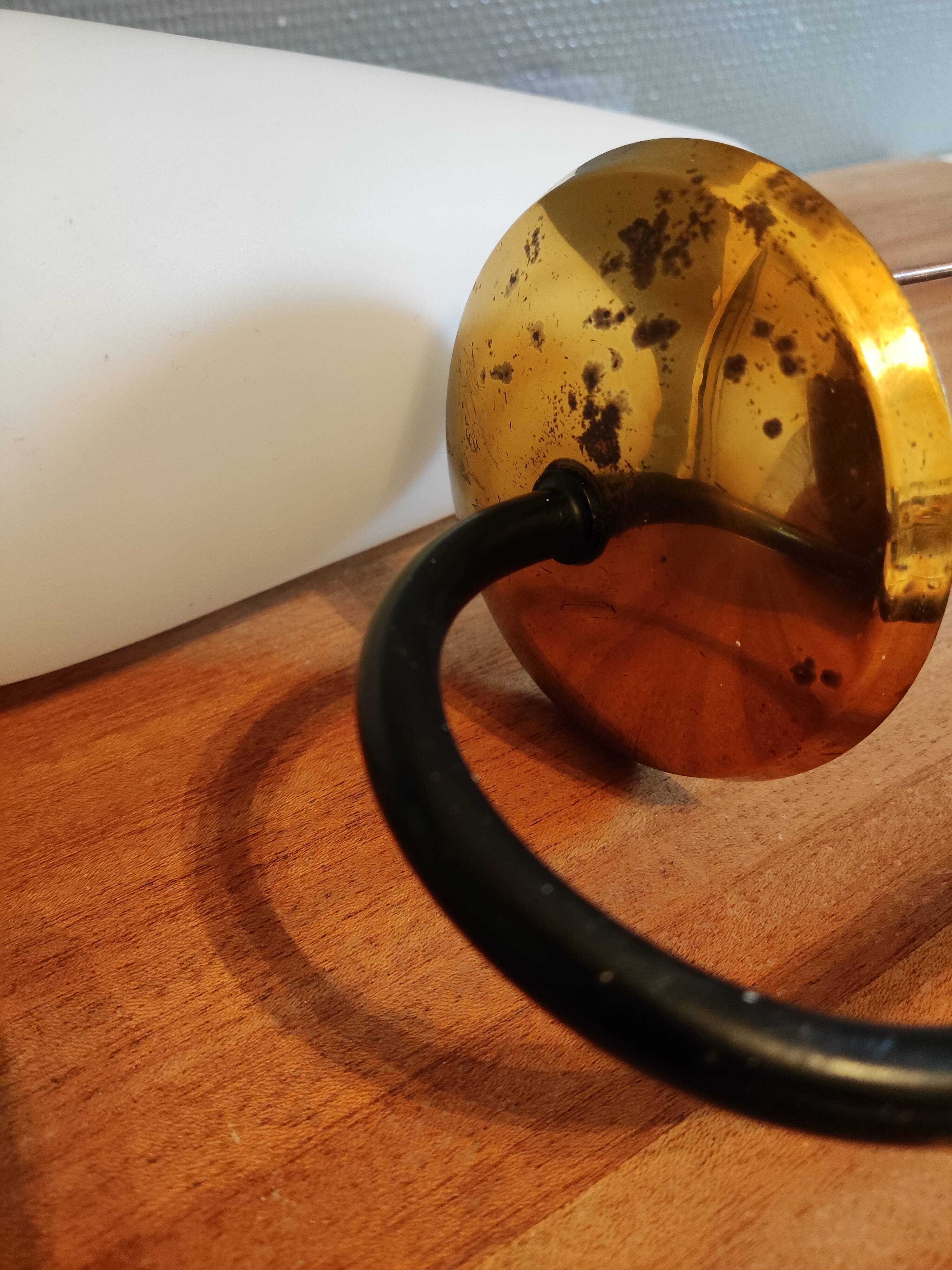 Brass and white opaline wall light