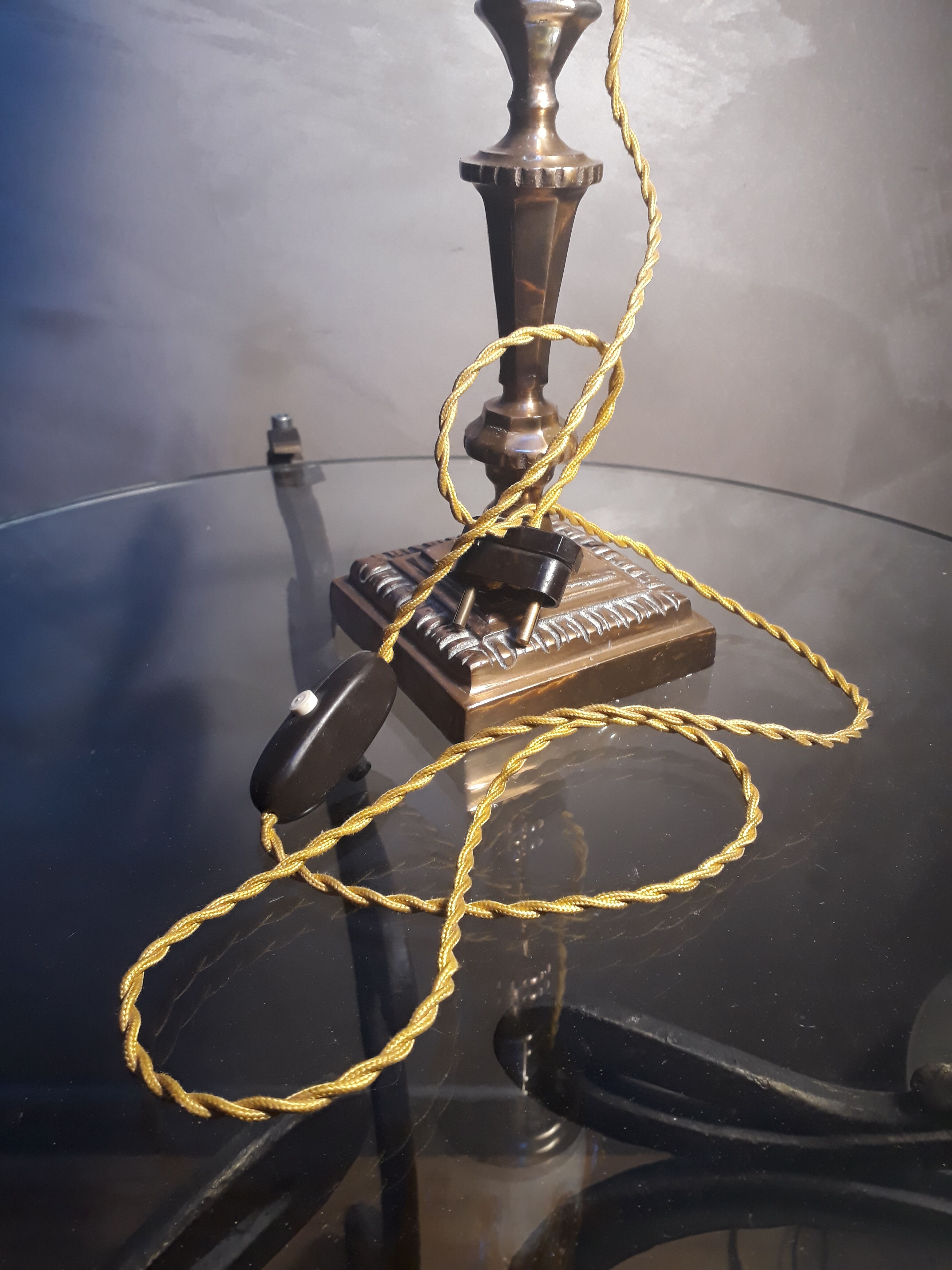 copper brass bronze lamp tulip ancient murano Italy very beautiful