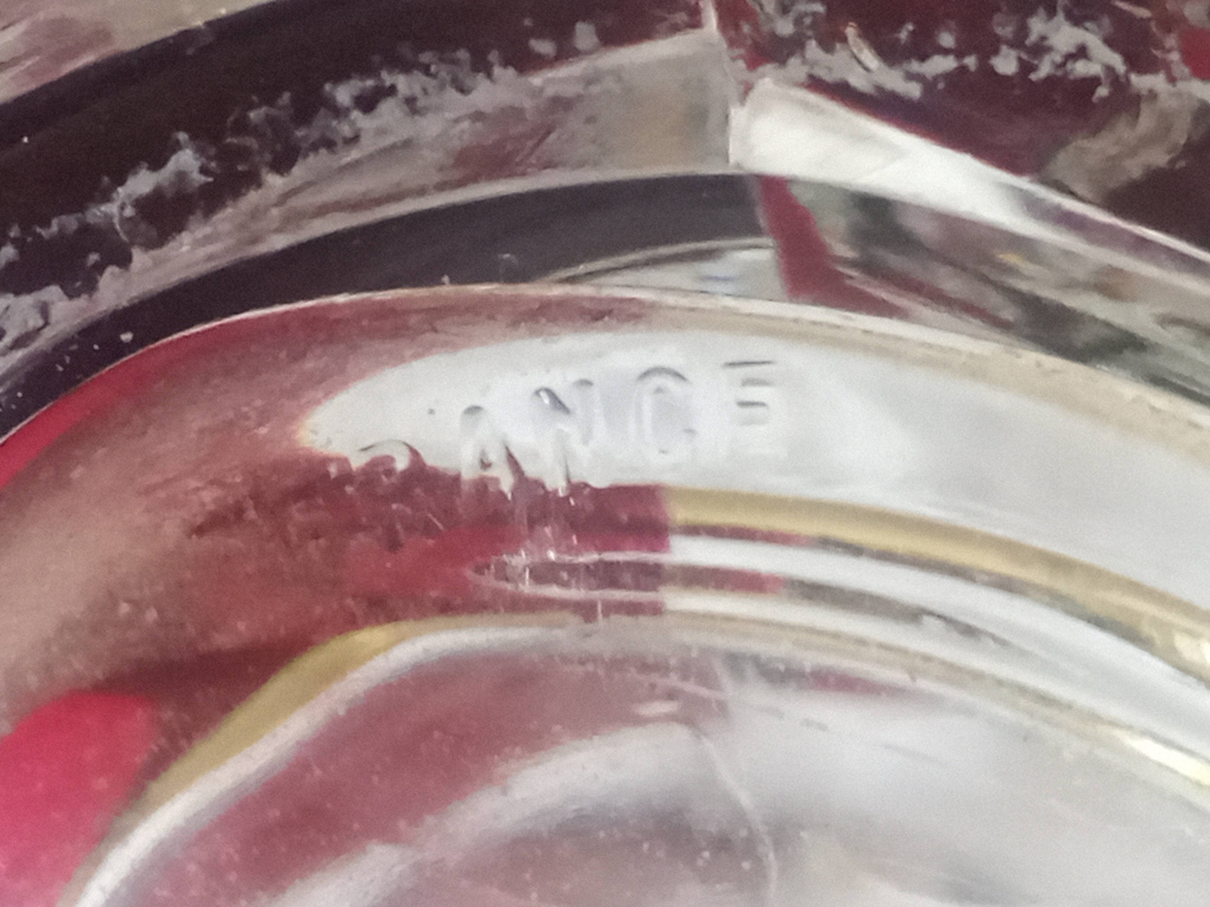 Vase - 3-sided faceted overlay ruby red - 24cm moulded crystal glass