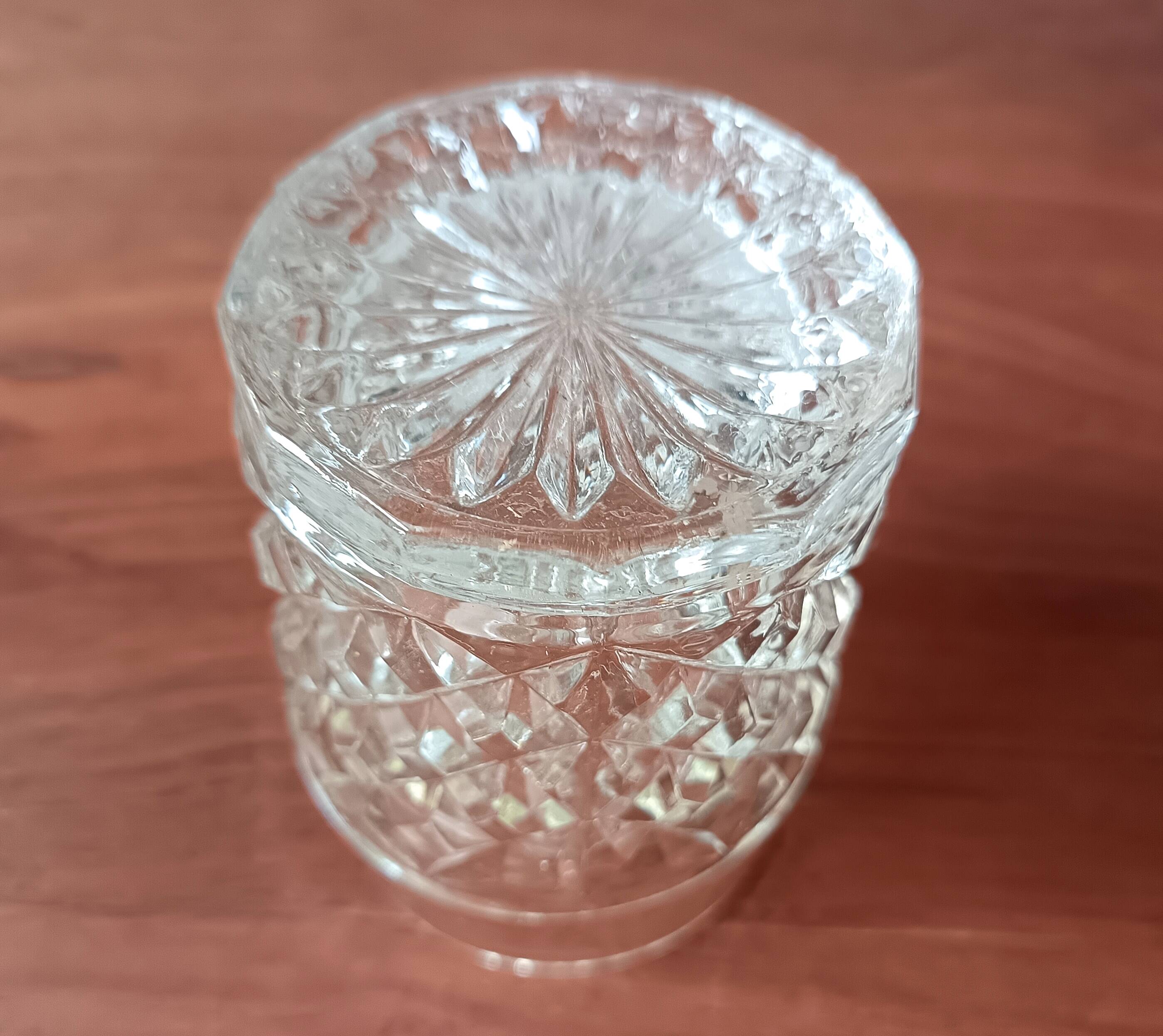 6 vintage italian clear pressed glass whiskey glasses