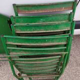 Garden set table and folding metal chairs