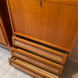 Secrétaire scandinave bois rotin
