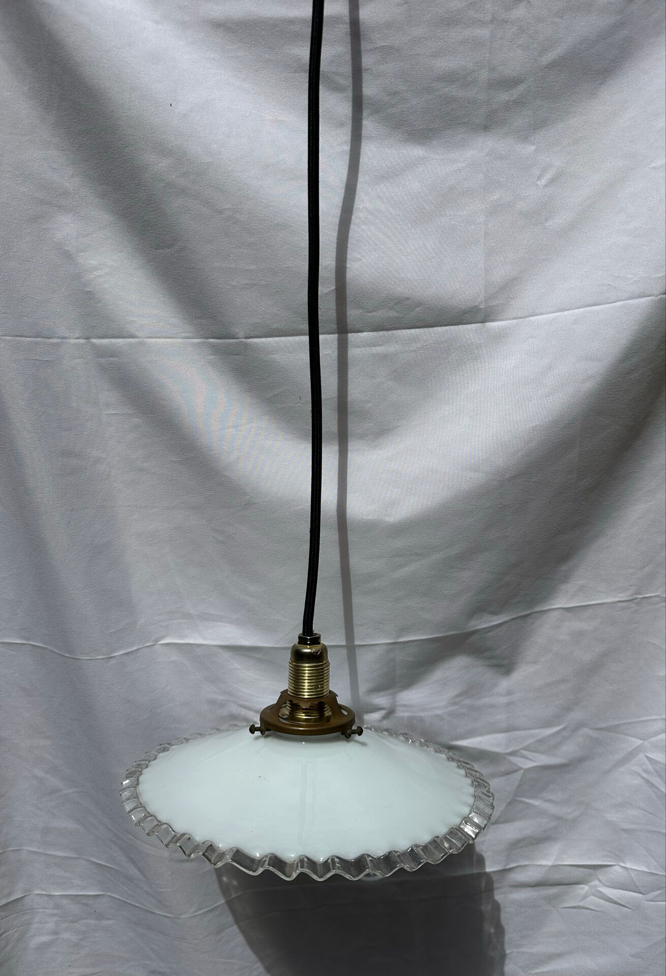 Vintage white opaline suspension lampshade