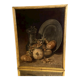 Oil painting on canvas signed J. Fleury-Bin Still Life with pewter and onions