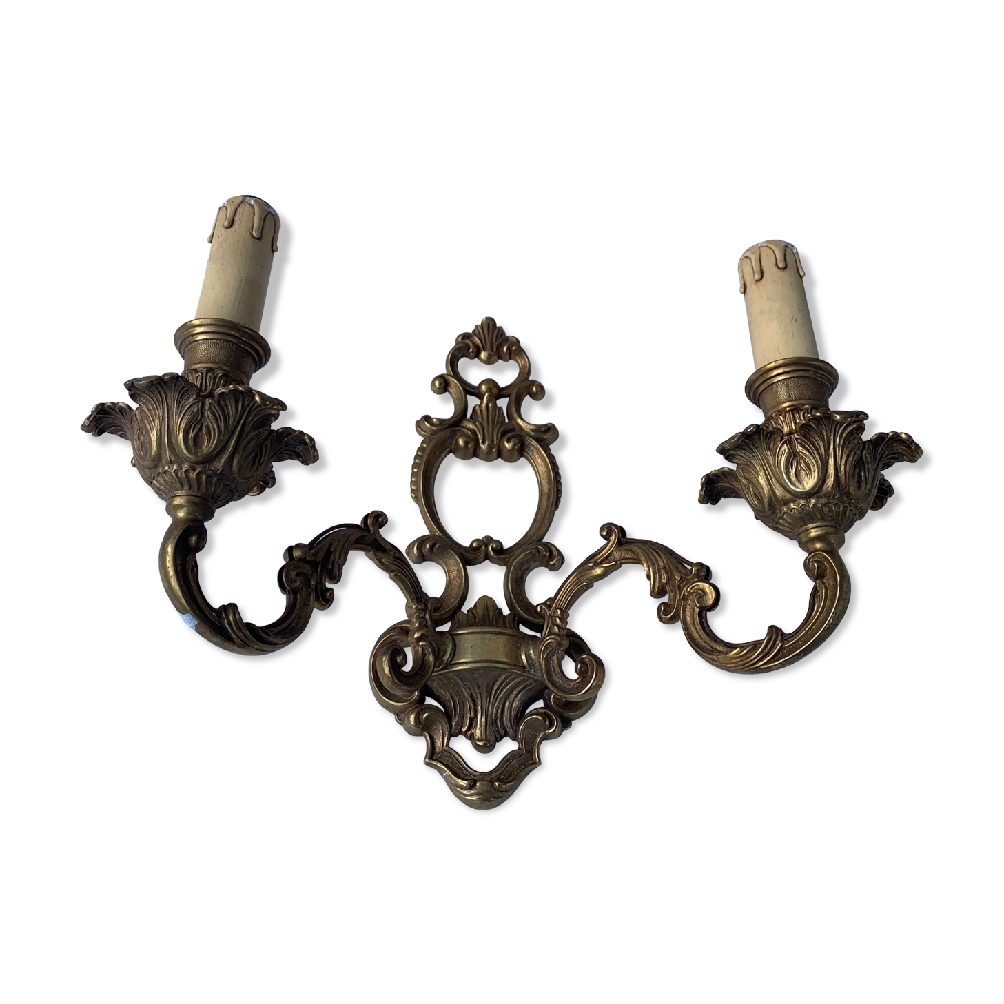 Wall lamp in gilded bronze style Louis XV baroque vintage