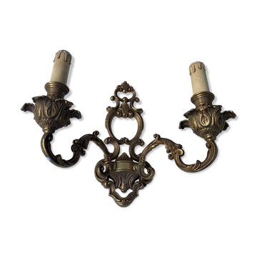 Wall lamp in gilded bronze style Louis XV baroque vintage