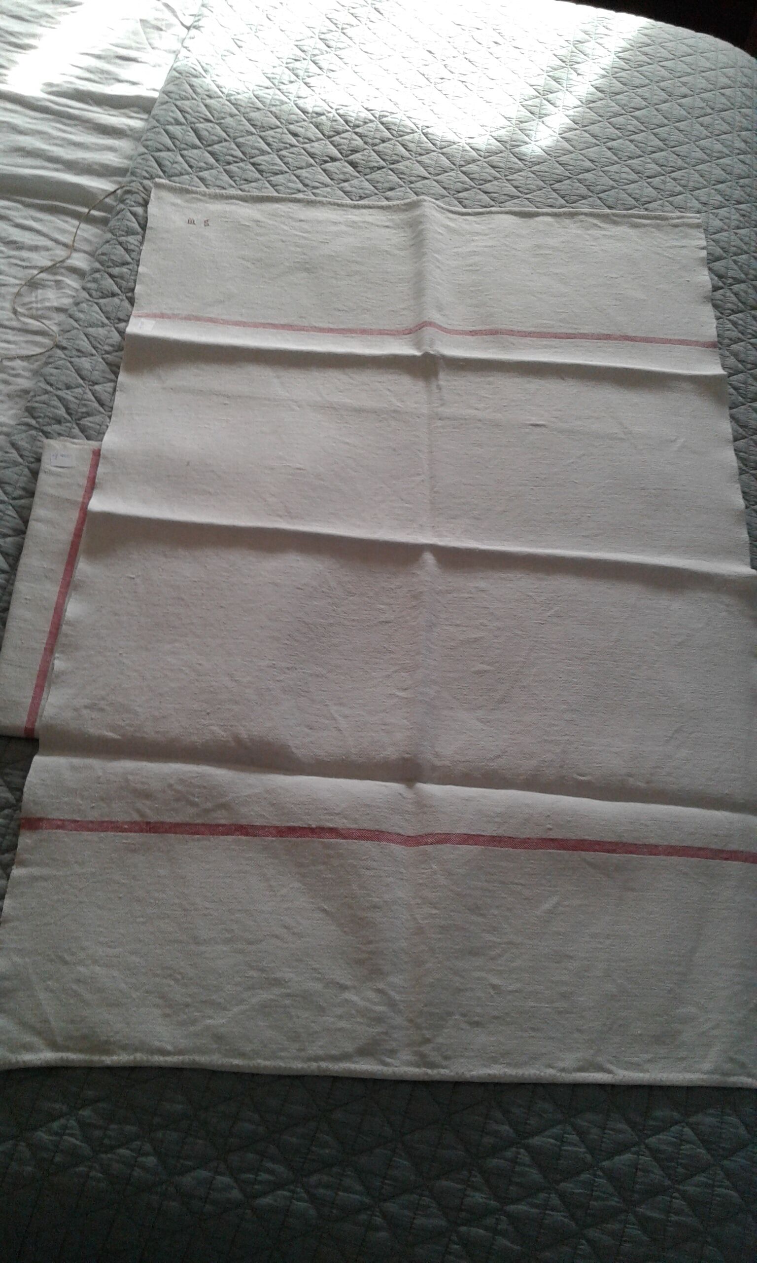 2  linen/hemp cloths.embroidered MS