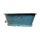 Doll bathtub, blue sheet toy, brass faucet, 1880-1900 era