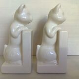 Pair of greenhouse books cats white earthenware