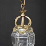 Lantern conical gilded beveled faceted glass old white XIXth