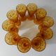 10 vintage pressed molded amber water glasses