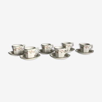 Lot de 6 tasses à café en porcelaine anglaise blanche Johnson Brothers — modèle Eternal Beau