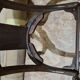 Old Empire-style gondola chair. Wooden chair - gold velvet. L48cm