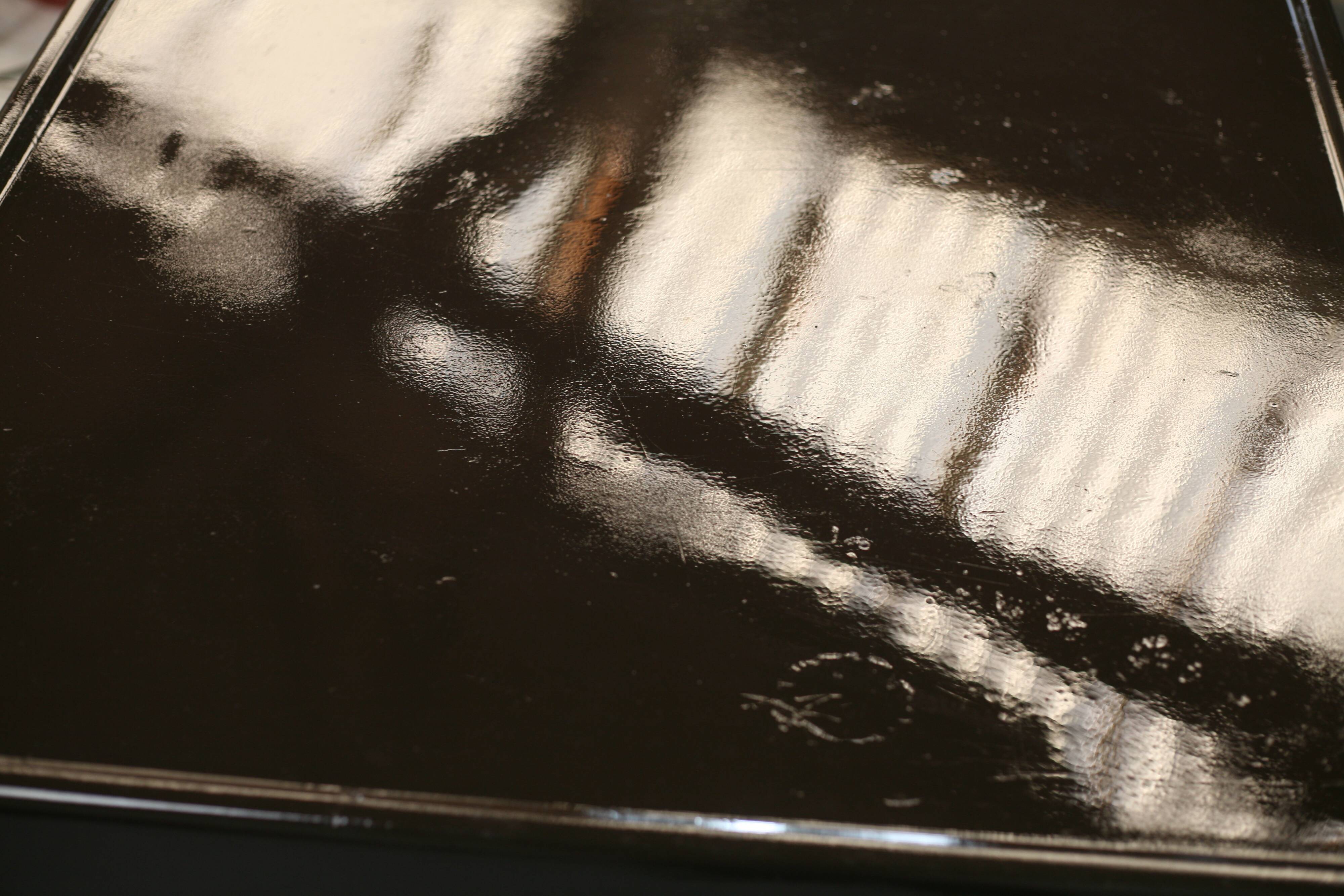 Fiberglass table, brown, France, circa 1970