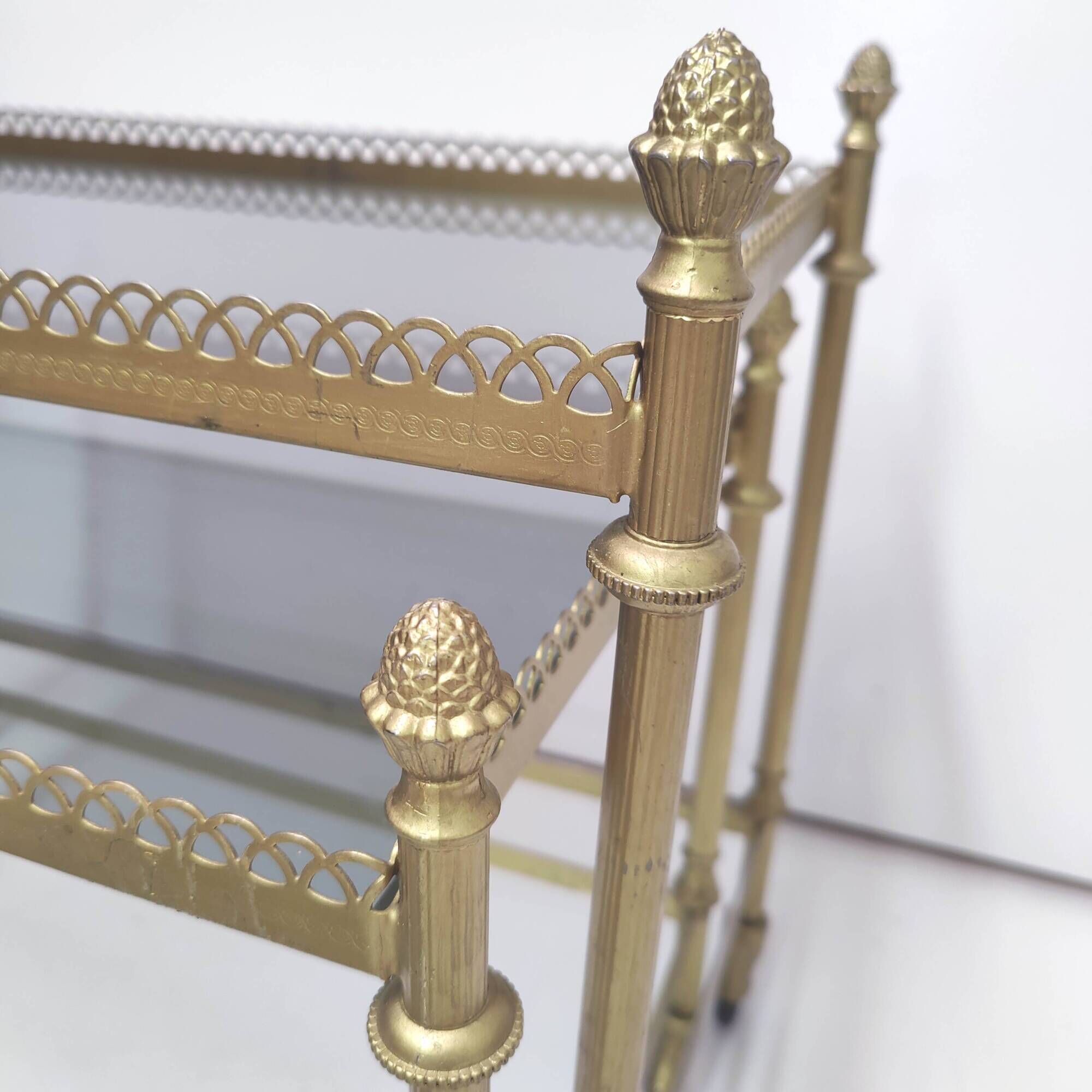 Desserts nesting tables gilded metal and smoked glass