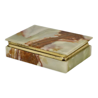 Boîte à cigarettes italienne vintage en marbre onyx bijoux bibelots 14cm