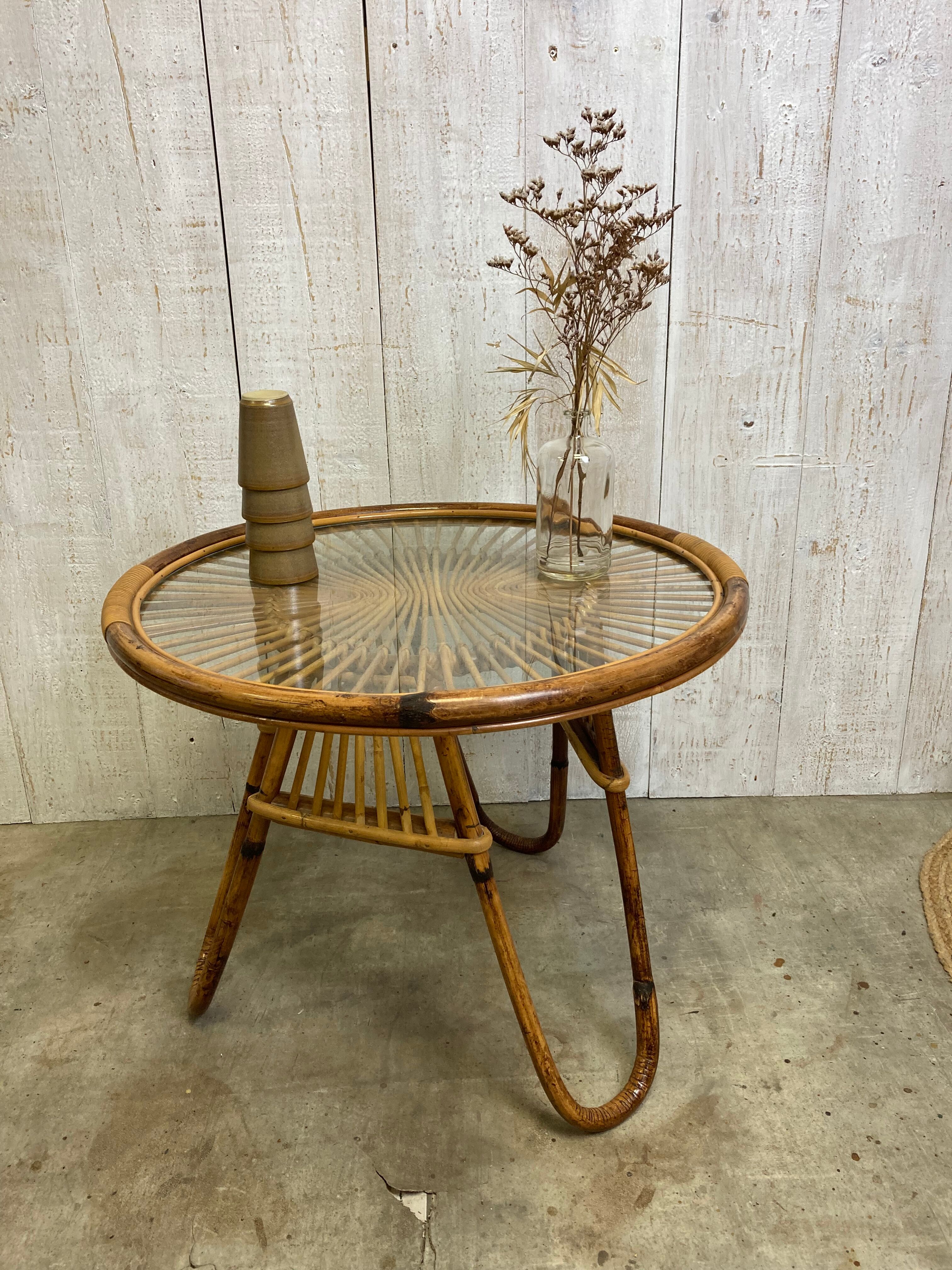 Vintage rattan coffee table