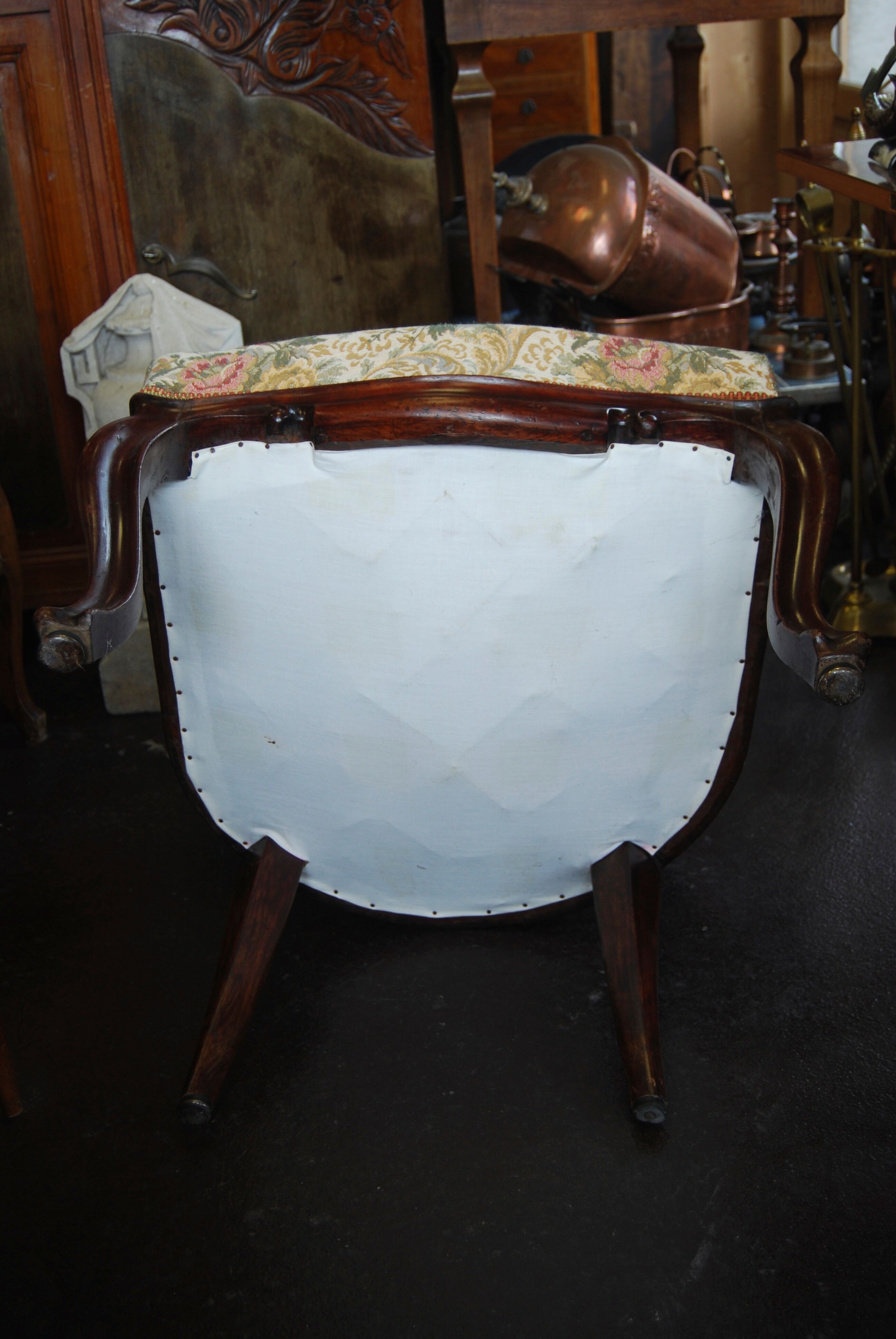 Louis Philippe period armchair with violin-shaped back in mahogany
