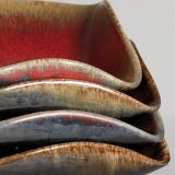 Four bowls free-form cups with French metal enamel