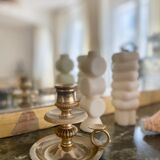 Golden brass cellar rat candle holder