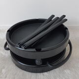 Vintage bar table, black plastic, round table, 70s, Simo, made in Italy