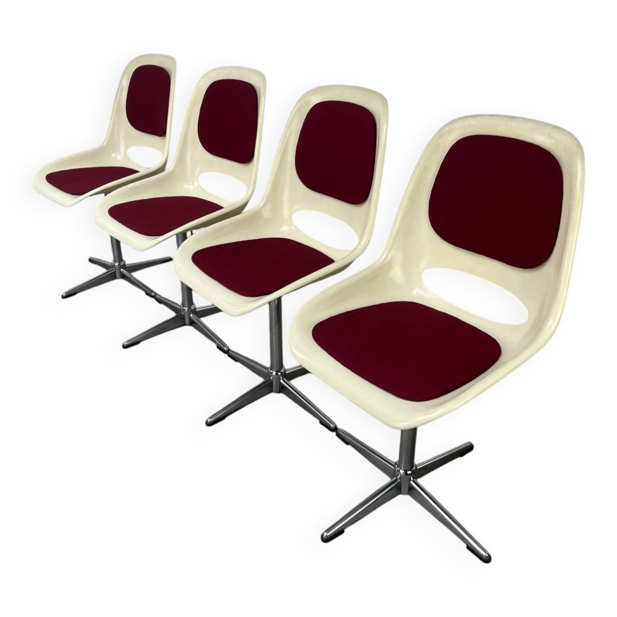 4 chaises Space Age, coque années 70 pour Lockhausen