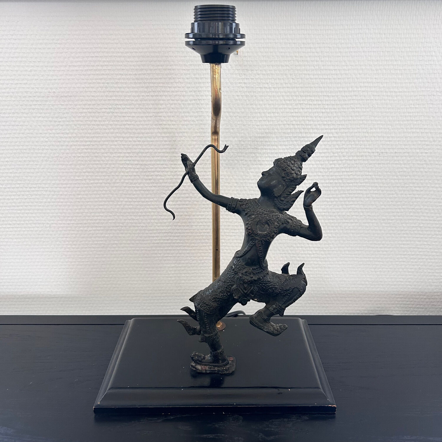 Thai warrior lamp base in bronze