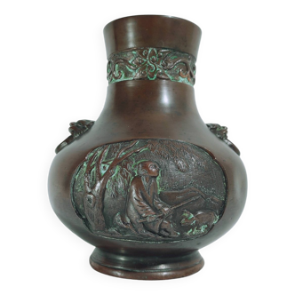 Vase Hu en Bronze / Début 20ème Vietnam / Autel Indochine