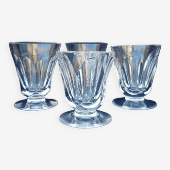 4 vintage Harcourt style faceted water glasses
