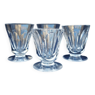 4 vintage Harcourt style faceted water glasses