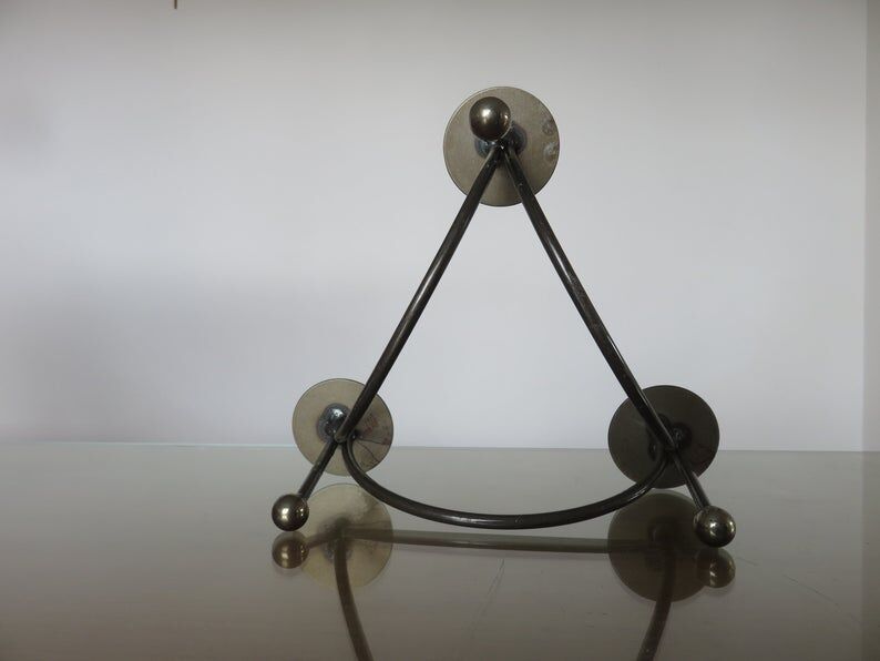 Tripod candlestick in crude steel for 3 candles 70s