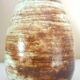 Glazed ceramic drop vase, signed Michel Argans, leaf decoration