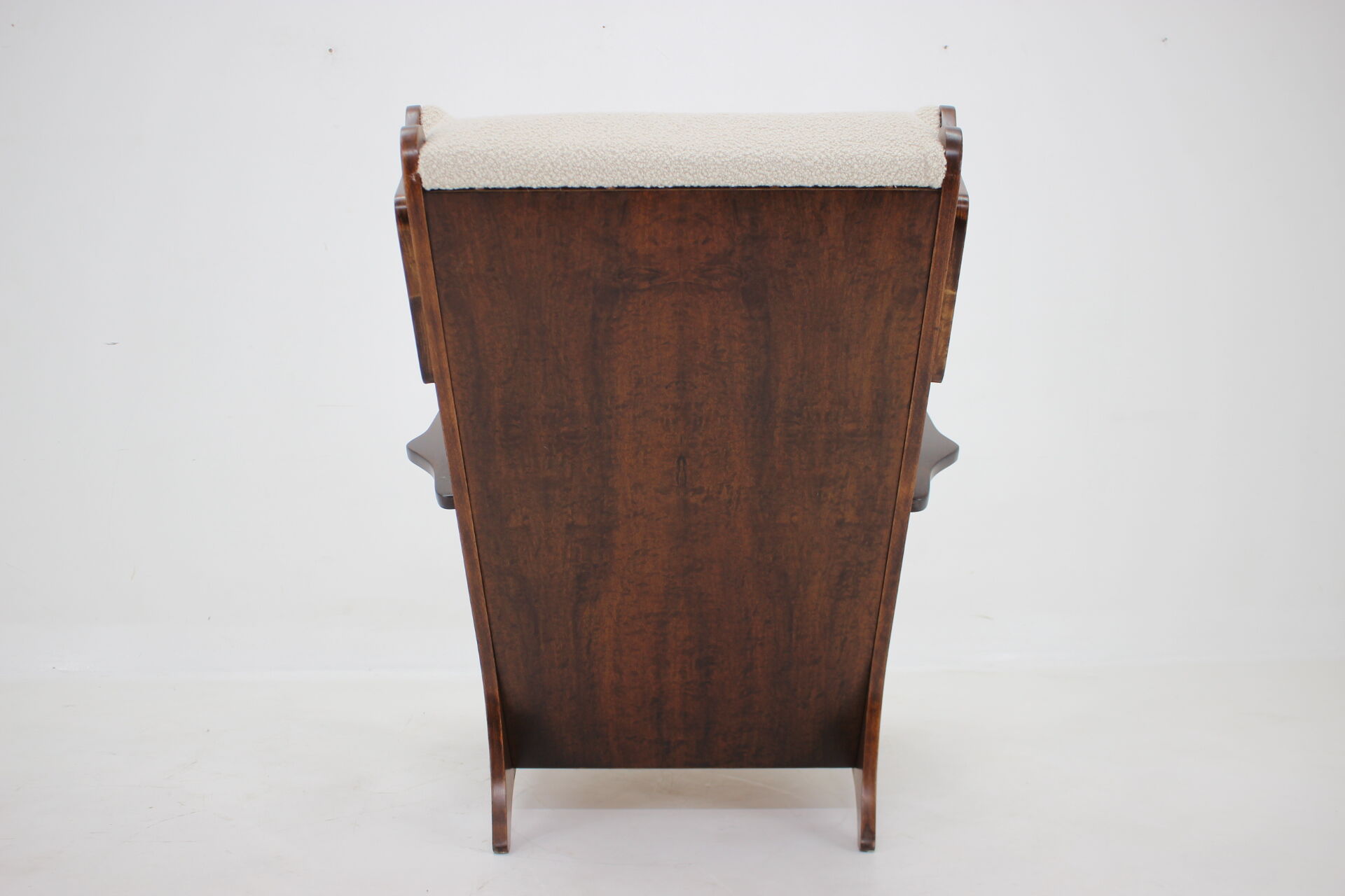 1940s large wing chair in wool boucle, restored
