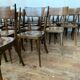 Set of 8 old wooden bistro chairs