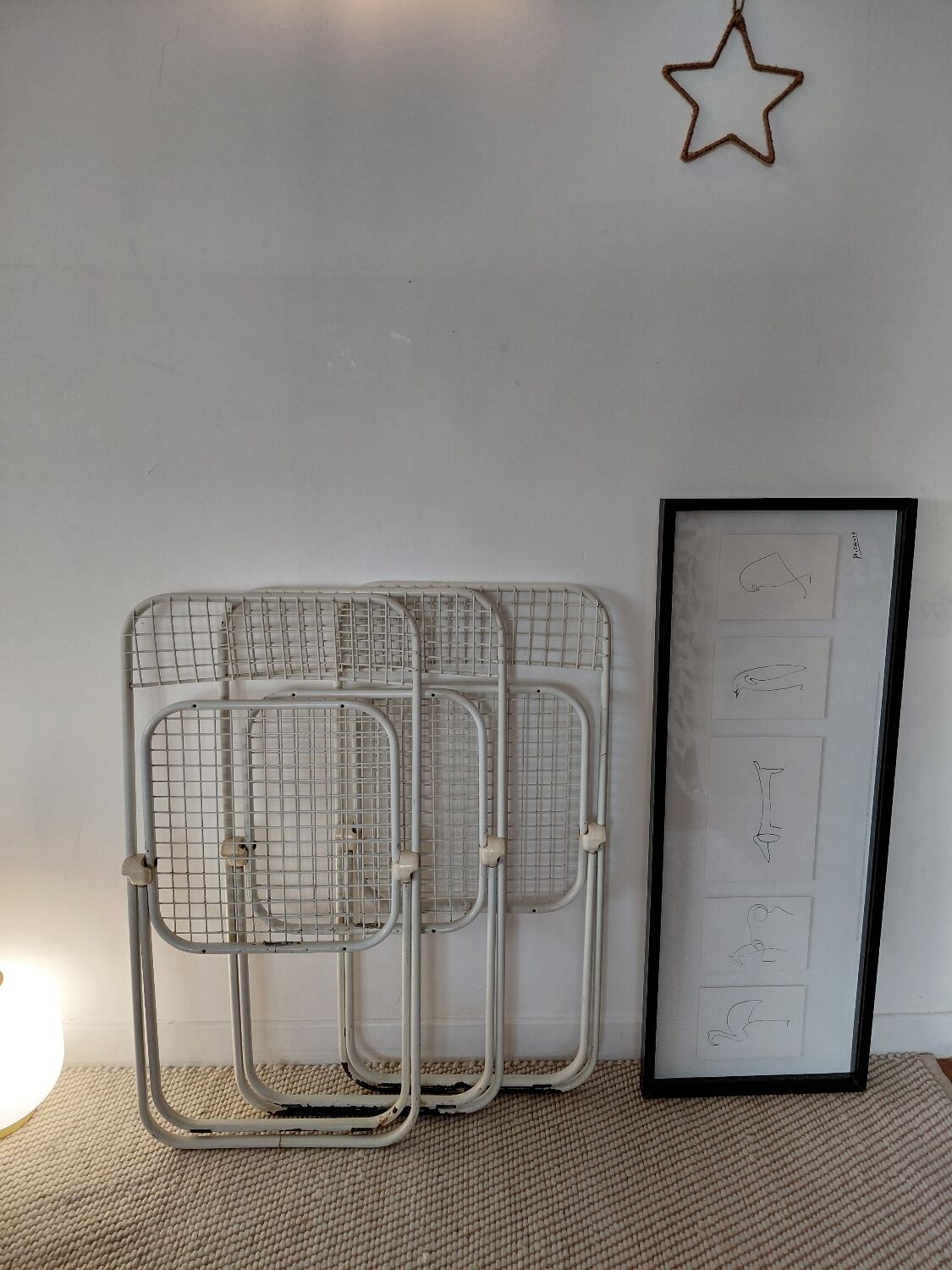 3 vintage folding chairs Talin design Italian 70s - mesh metal