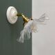 Applique abat-jour vintage en verre blanc et transparent